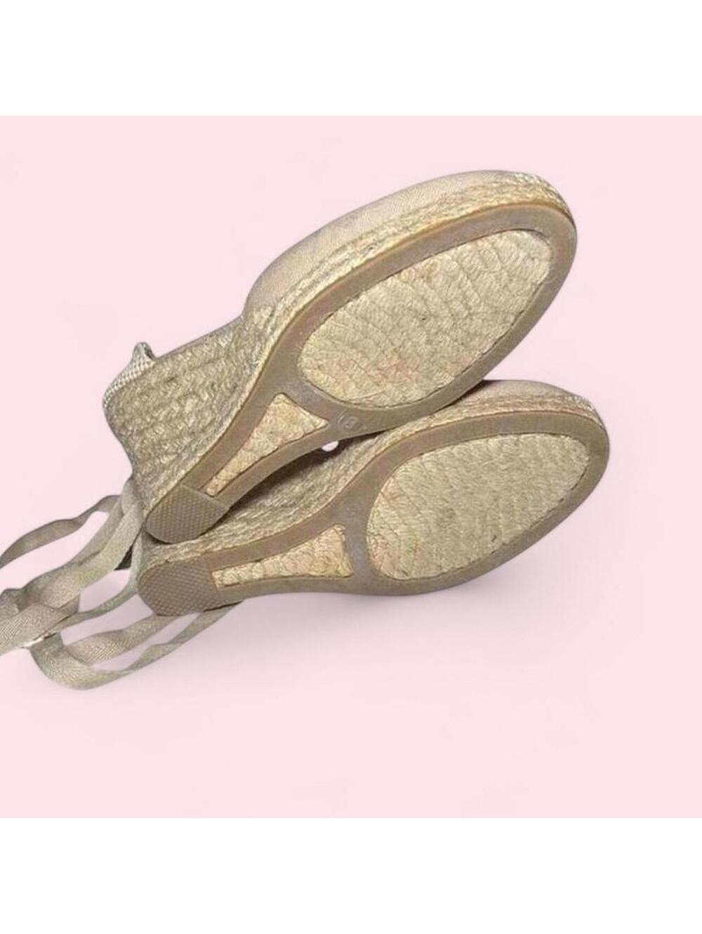 J Crew Cream Ballerina Tie Up Sandals Summer Beach Shoes Womens Size 8 - Picture 3 of 4